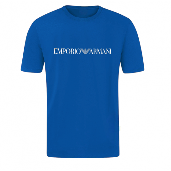 T-SHIRT 100% ΒΑΜΒΑΚΙ ΜΕ LOGO - ΜΠΛΕ ΡΟΥΑ - EMPORIO ARMANI T-SHIRT 100% ΒΑΜΒΑΚΙ ΜΕ LOGO - ΜΠΛΕ ΡΟΥΑ - EMPORIO ARMANI